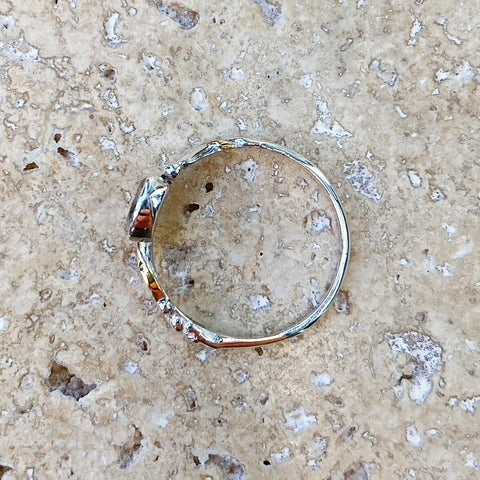 Rainbow Moonstone Delicate Ring with a hint of Gold - Issie