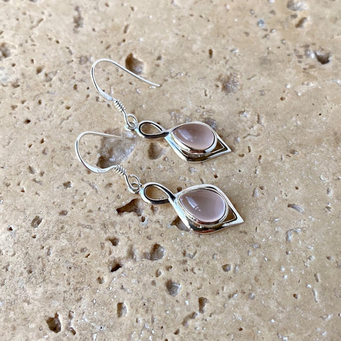 Rose Quartz Teardrop Earrings - Ciara