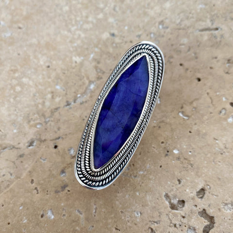 Sapphire Quartz Ring with an elegant, long marquise gemstone - Devi