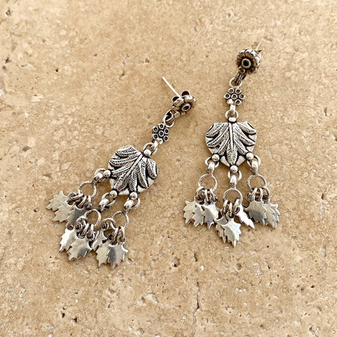 Sterling Silver Tribal Drop Earrings - Banjara
