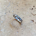 Silver Diamond Patterned Band Ring