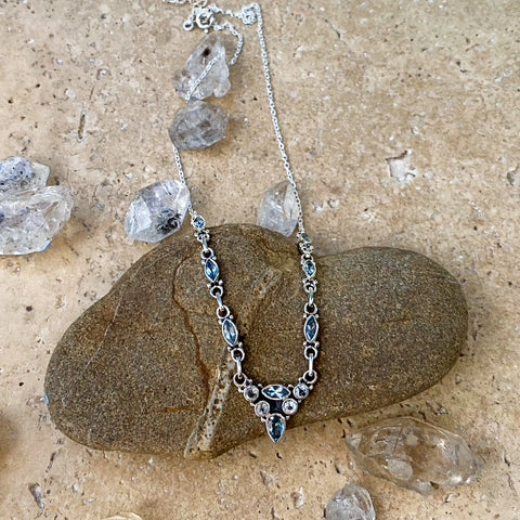 Topaz Necklace with Hand Faceted Gemstones - Aria