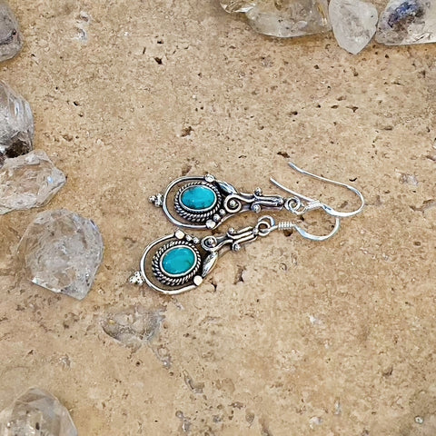 Turquoise Earrings with Artisan Detail - Riya