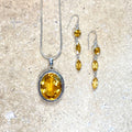 Citrine Earrings with Three Faceted Gemstones- Grace
