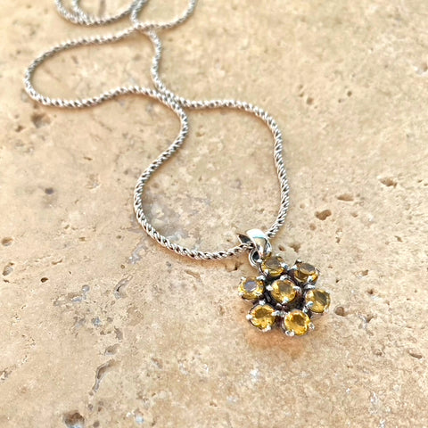 Citrine Floral Seven Gem Pendant - Fiore