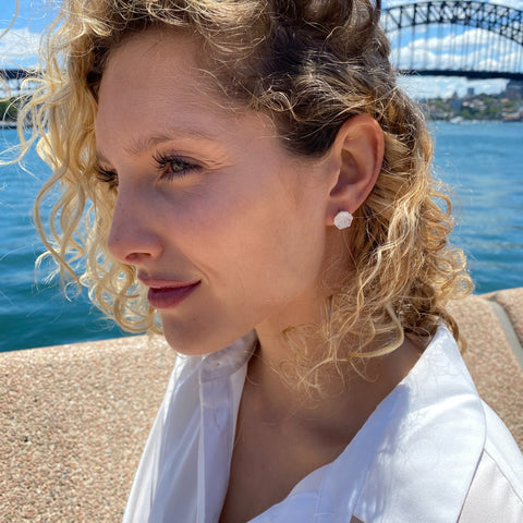 Rainbow Moonstone Earrings - Sophia Studs