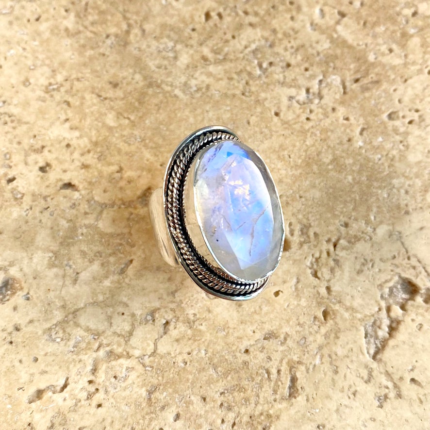 Oval moonstone store ring