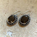 Smoky Quartz Earrings & Pendant Set with Oval Gemstones - Mishka