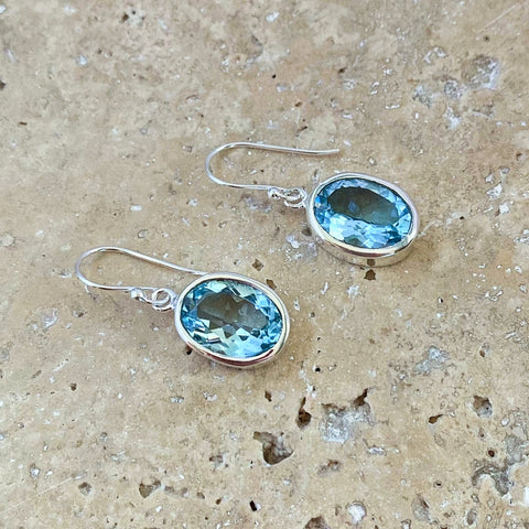 Topaz Earrings with Large Oval Gems - Grace