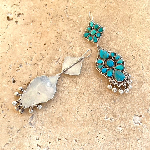 Turquoise Mosaic Nepalese Earrings - Mojeca